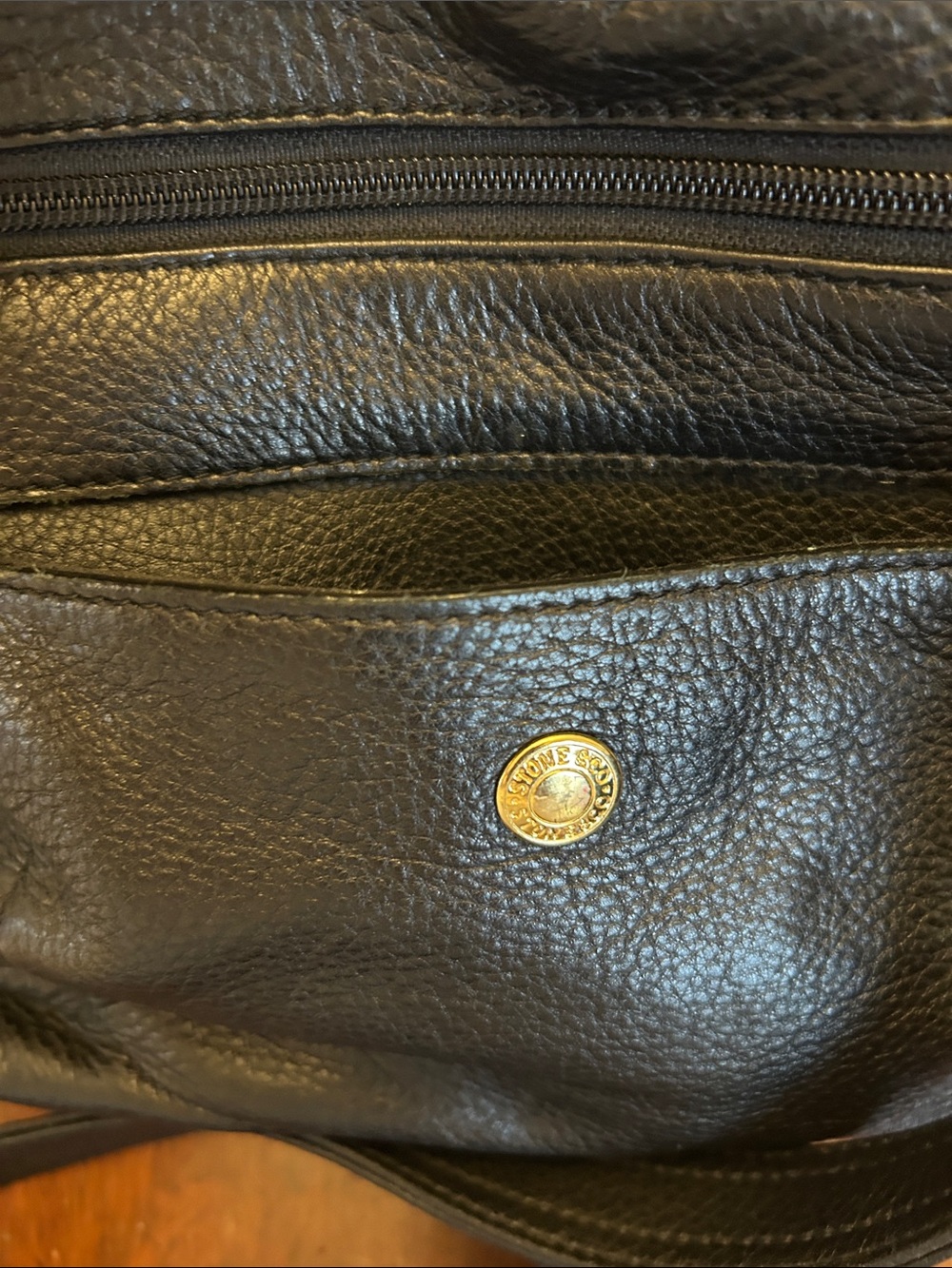 Stone & Co Classic Black Leather Crossbody Bag Gold Hardware EUC - Picture 11 of 11
